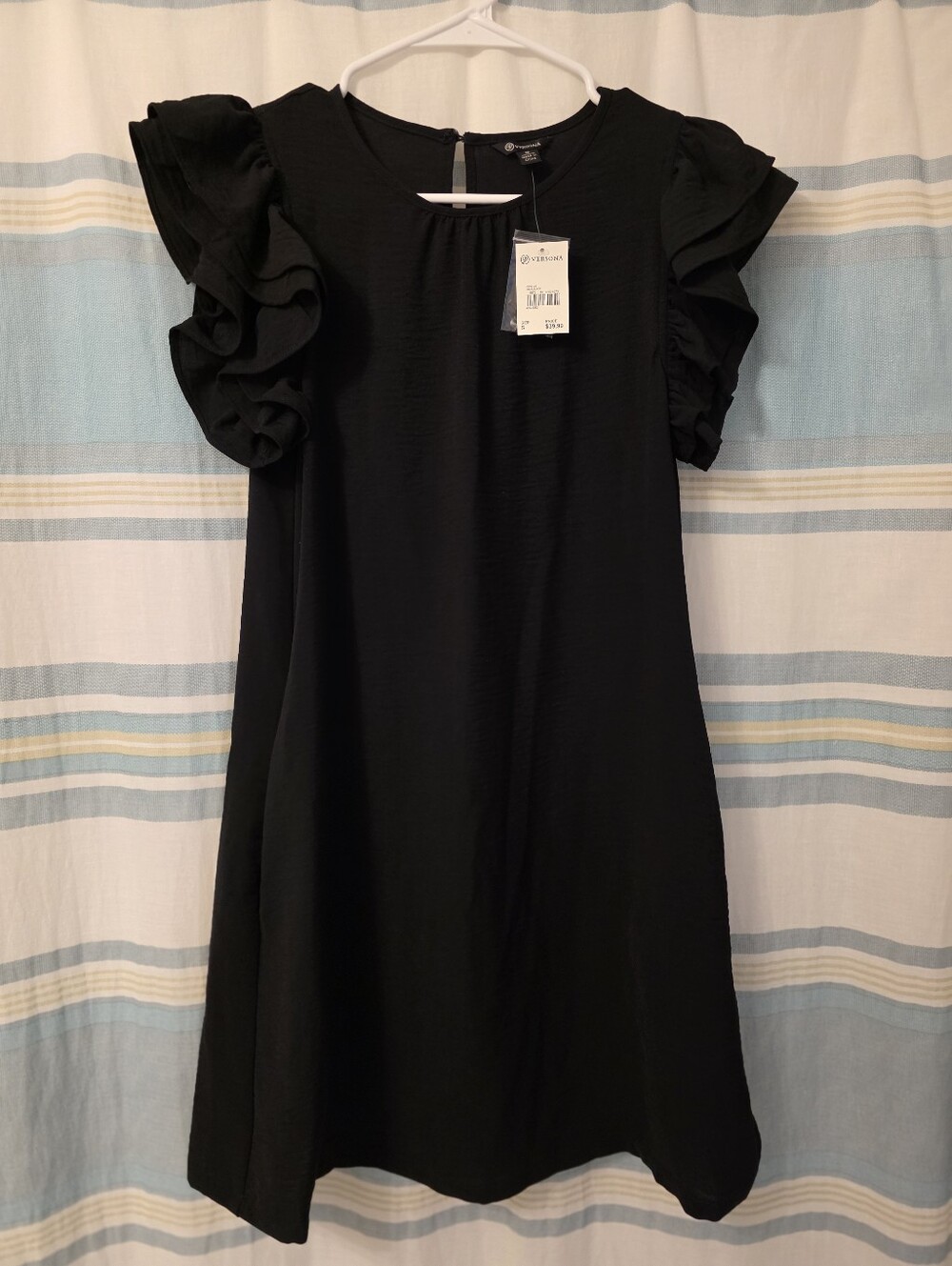 Versona Black ruffle sleeve dress Size Small NWT